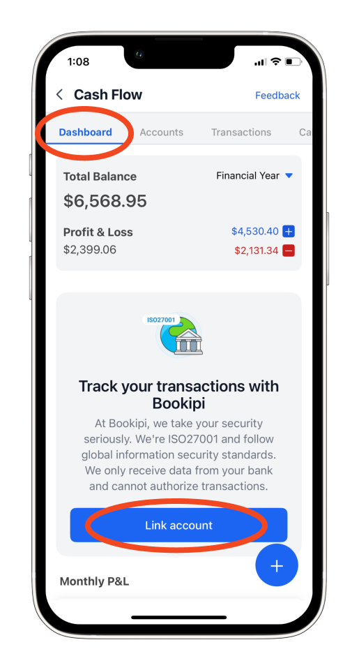 Invoice Mobile App - How to sync your bank - 3