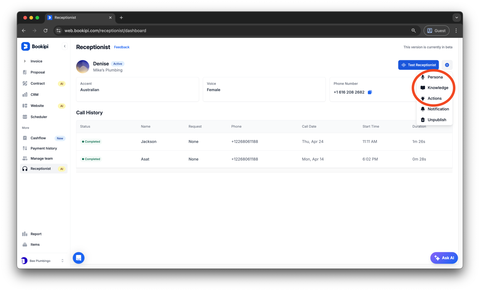 Uncategorized - How to edit your Bookipi AI Receptionist - 3