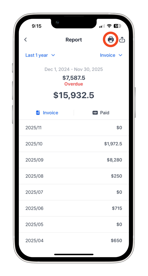 Invoice Mobile App - How to create a report - 2