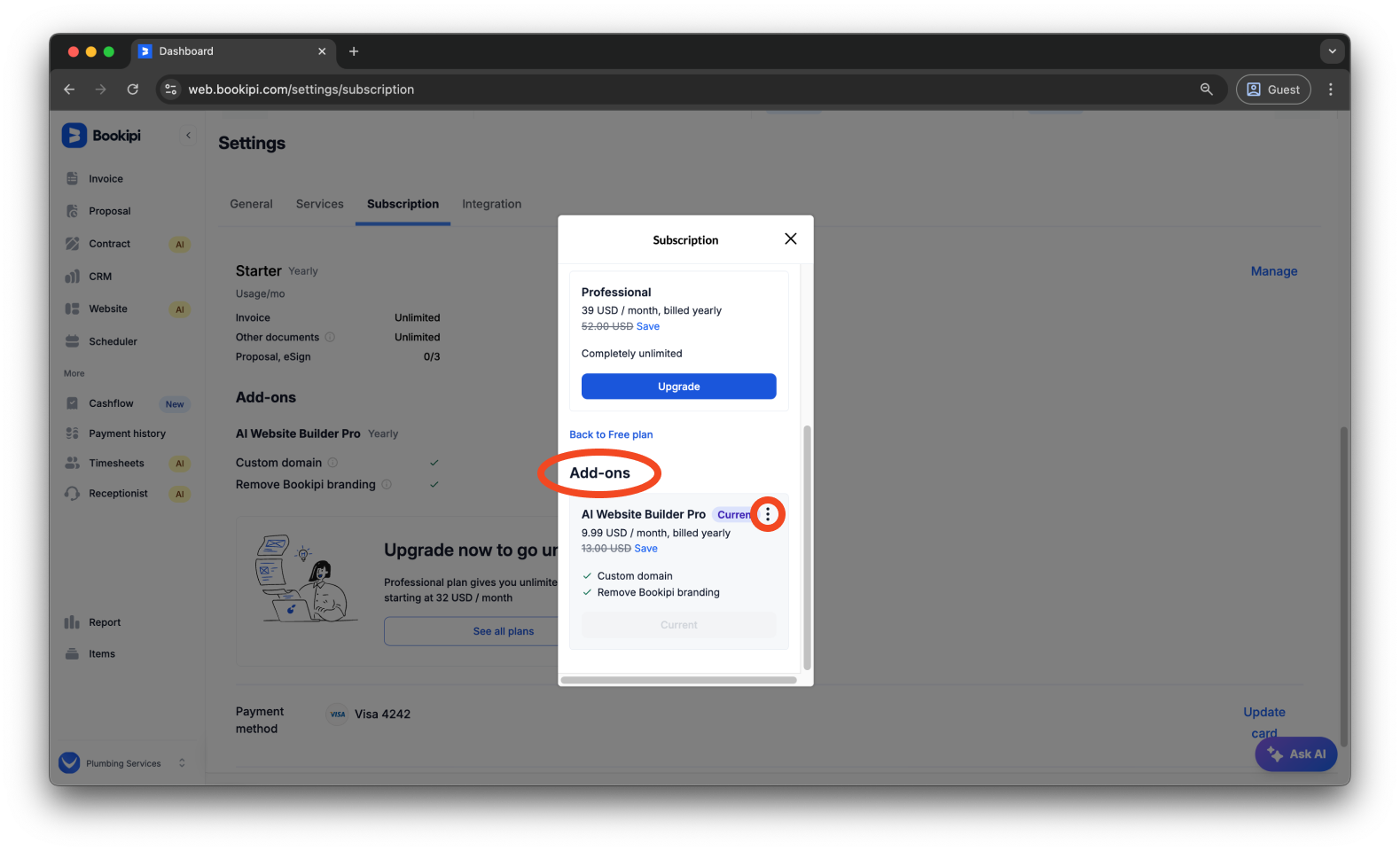 Bookipi AI Website Builder - How to cancel your Bookipi AI Website Builder Pro subscription - 5