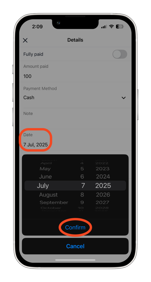 Invoice Mobile App - How to record a partial payment - 7