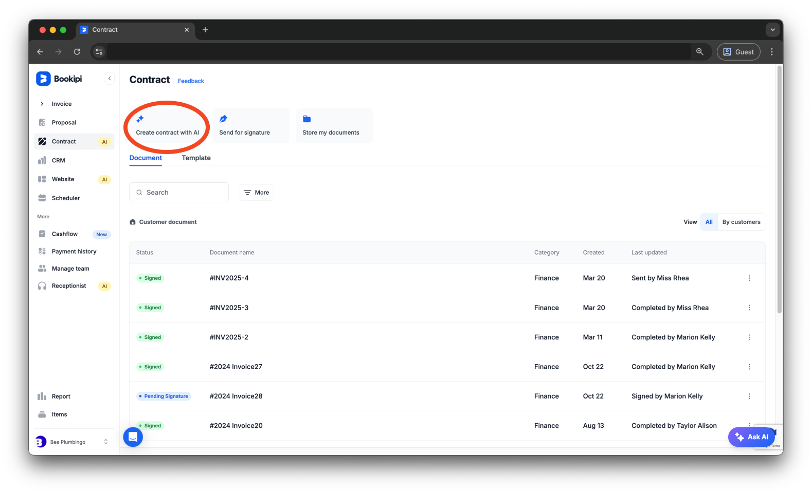 Uncategorized - How to create and send an AI Contract with Bookipi eSign - 2