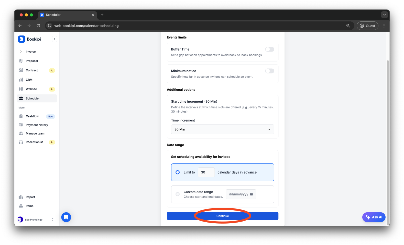 Invoice Web V2 - How to set up your calendar and add a meeting link to your event using Bookipi Scheduler - 14