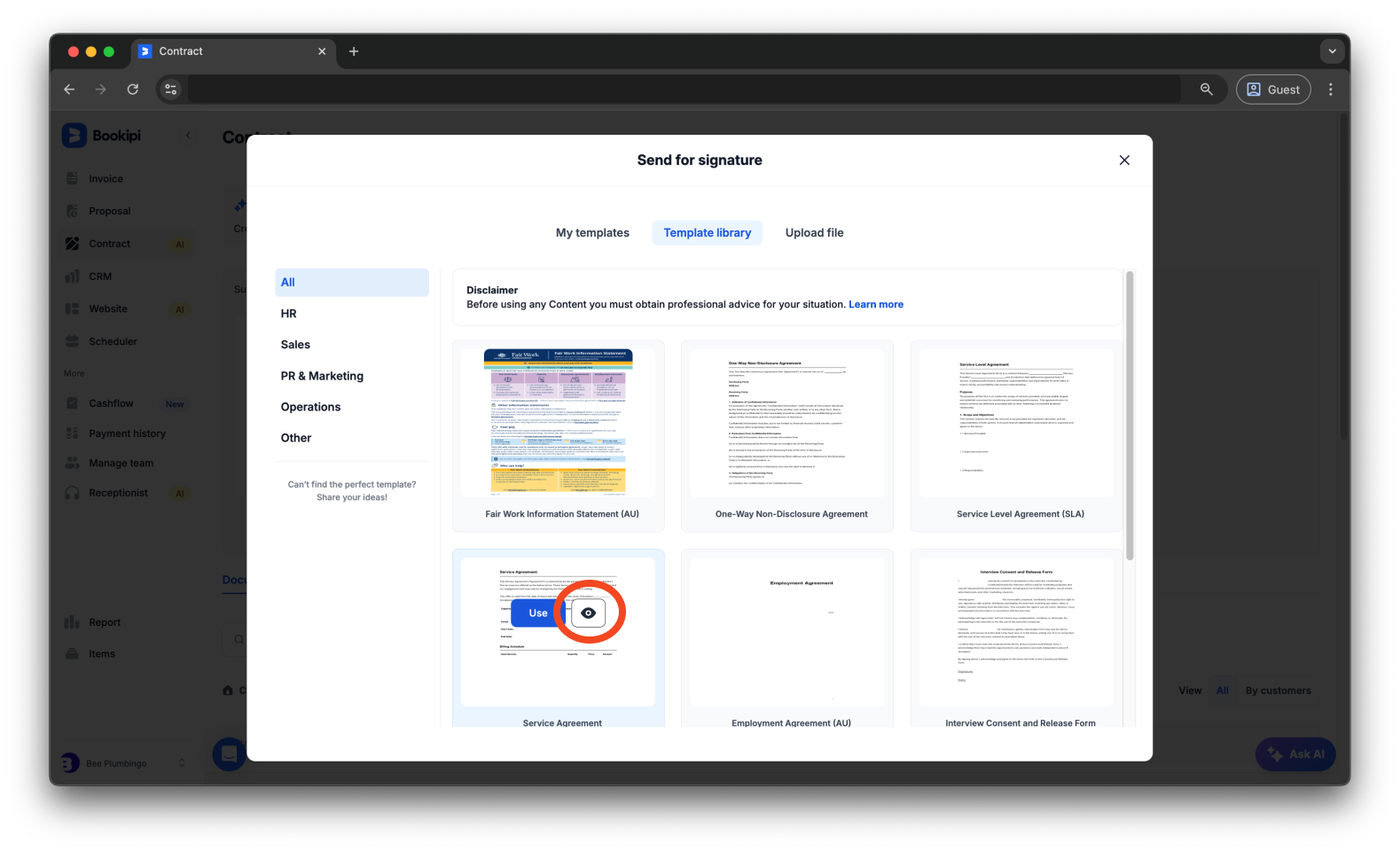 Bookipi eSign - How to create an eSign document from an existing template using Bookipi eSign - 7