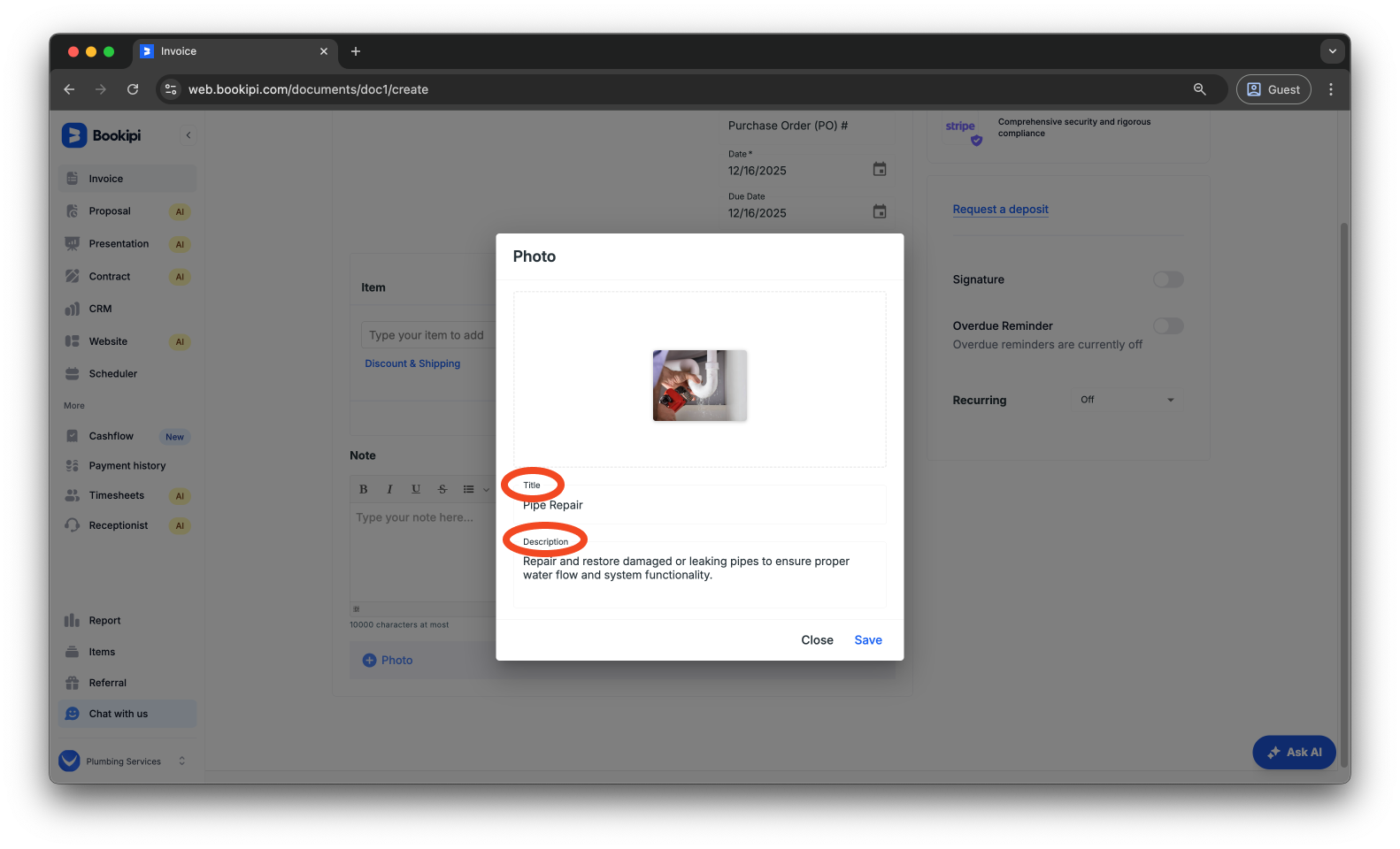 Invoice Web V2 - How to attach a photo to an invoice on the Web App - 6