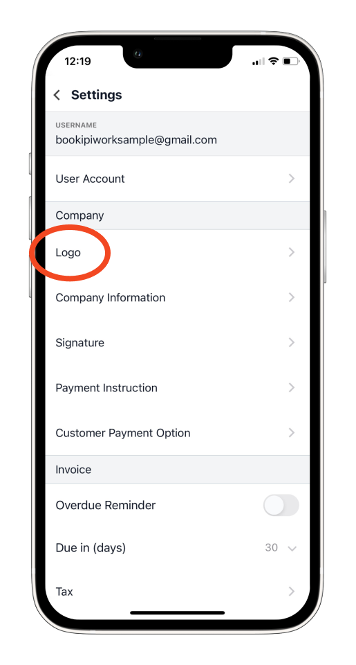 Invoice Mobile App - How to set up your company - 3