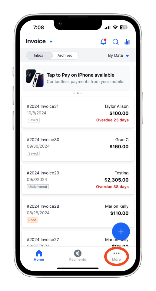 Invoice Mobile App - How to view profit and loss totals - 1