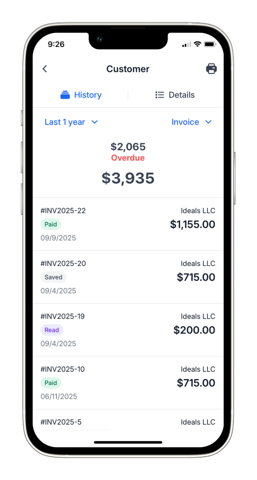 Invoice Mobile App - How to create and send a customer statement - 4