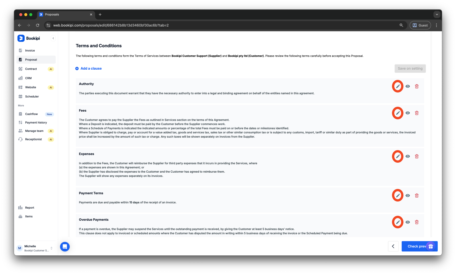 Bookipi Proposal Maker - How to duplicate a proposal on the Web App - 9