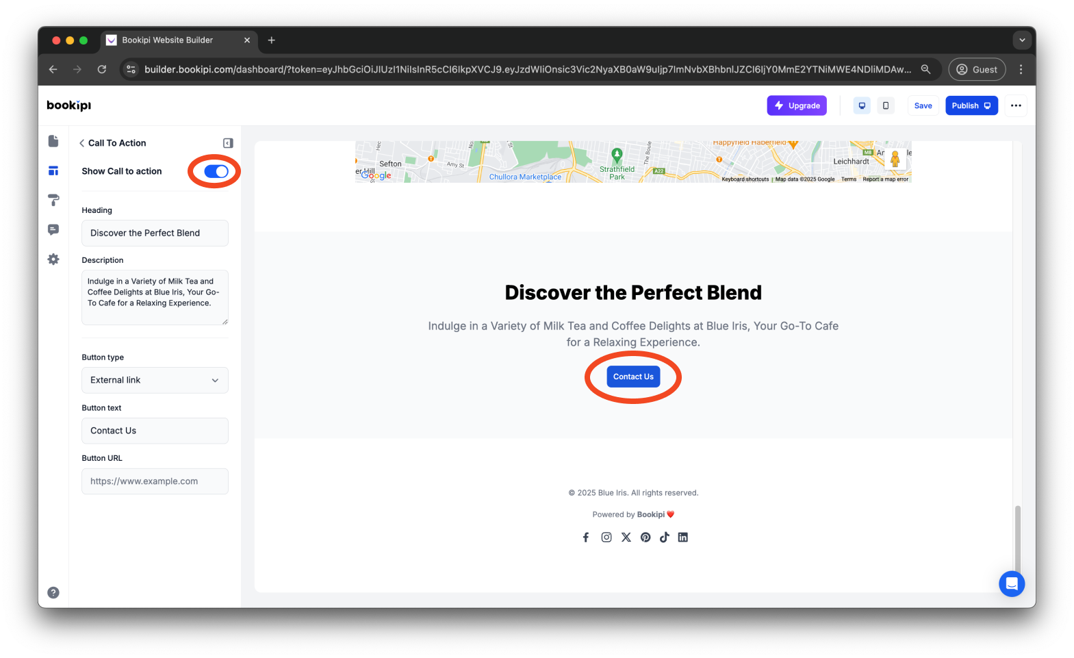 Bookipi AI Website Builder - How to enable the contact buttons and contact form in Bookipi AI Website Builder - 24