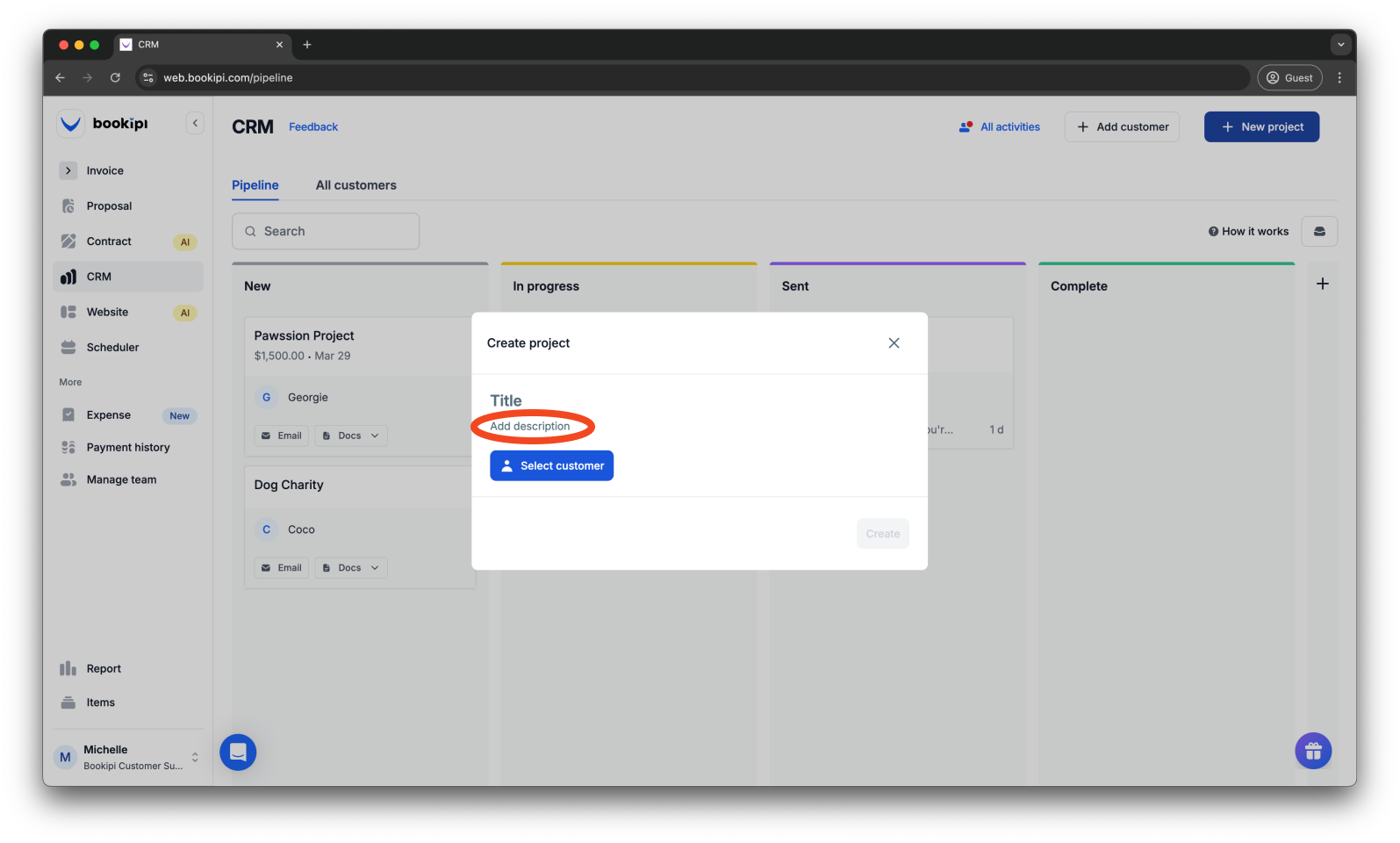 Uncategorized - How to create a project in Bookipi CRM - 4