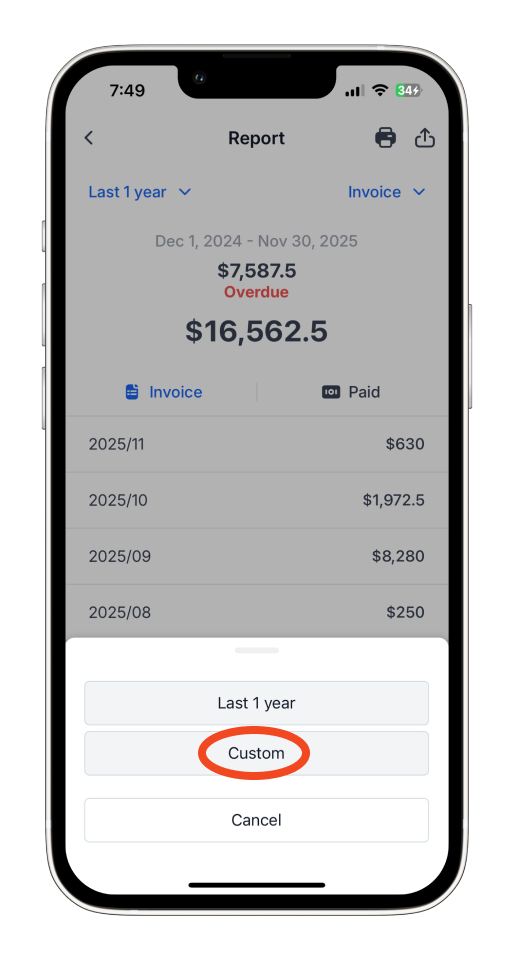 Invoice Mobile App - How to create a report - 12