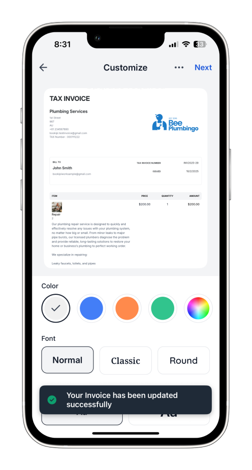 Uncategorized - How to end a recurring Invoice in the Bookipi Mobile App - 9