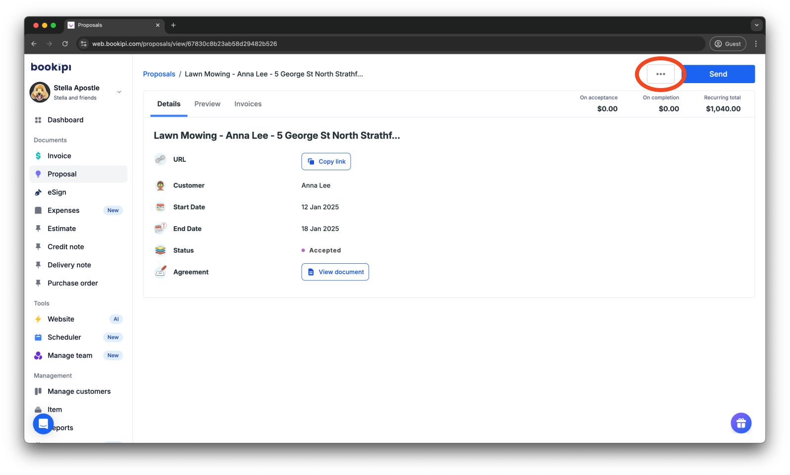 Bookipi Proposal Maker - How to complete an accepted proposal - 3