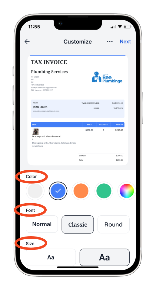 Uncategorized - How to customize your invoice and other documents in the mobile app - 4