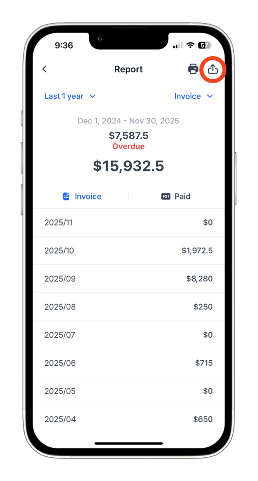 Invoice Mobile App - How to create a report - 6