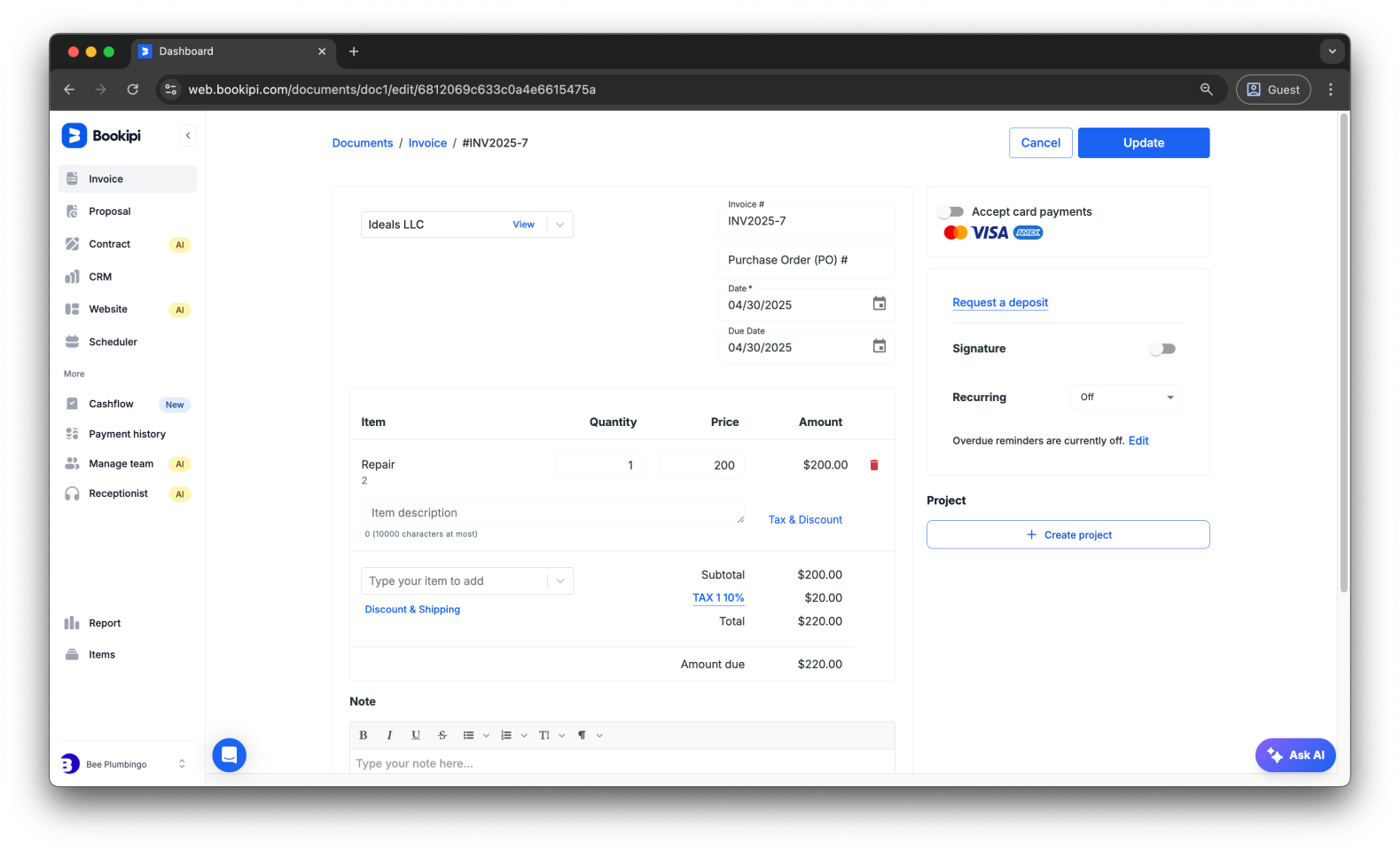 Invoice Web V2 - How to edit an invoice on Web - 4