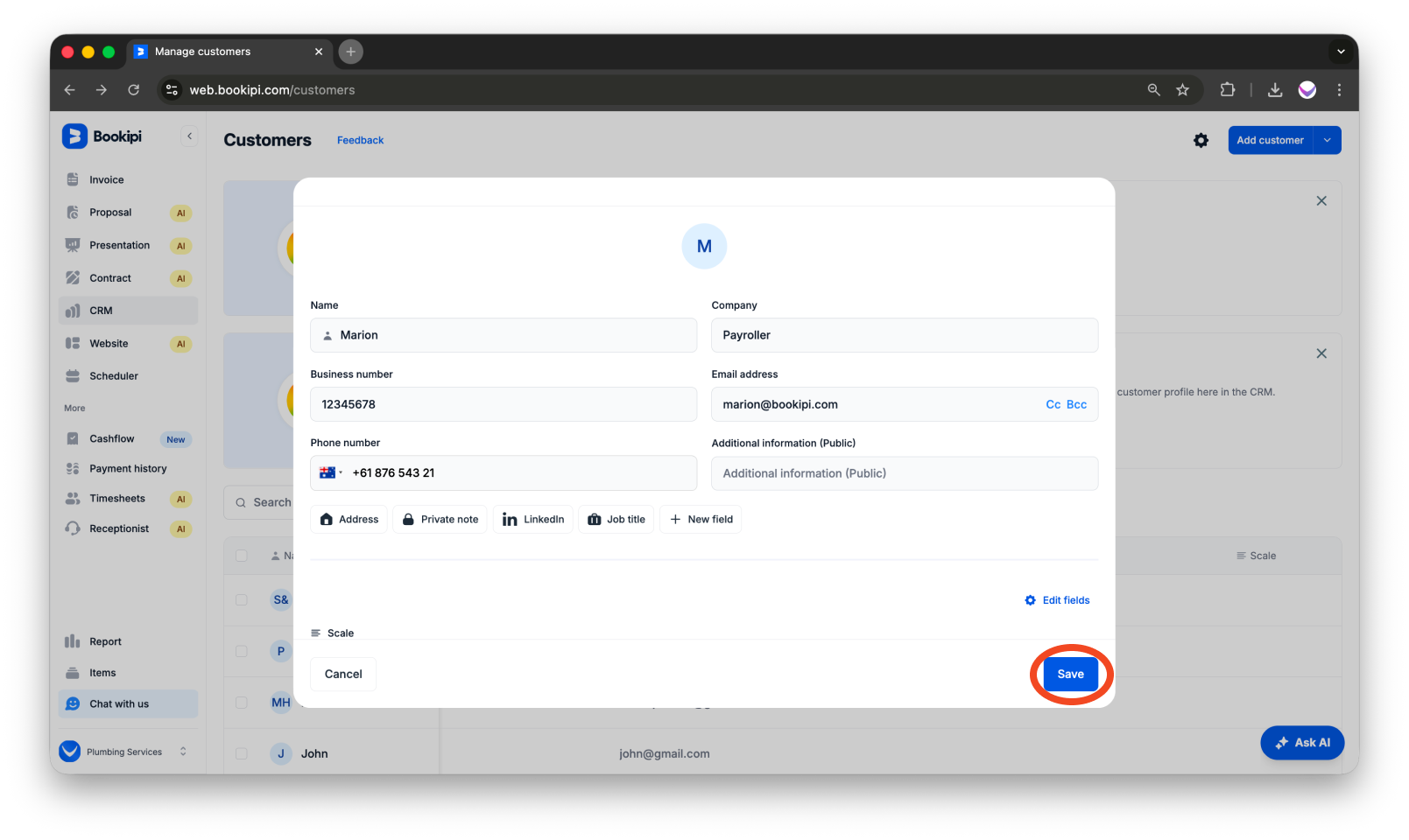 Invoice Web V2 - How to add a customer to the customer detail screen - 10
