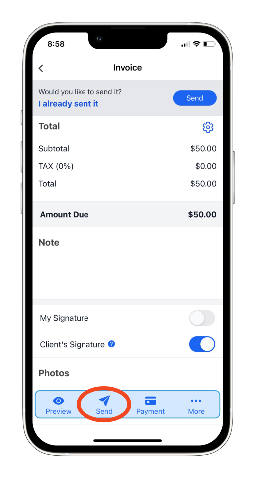 Invoice Mobile App - How to get a customer to sign an invoice - 5