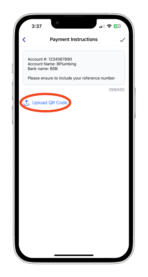 Invoice Mobile App - How to add bank payment details to invoices - 5
