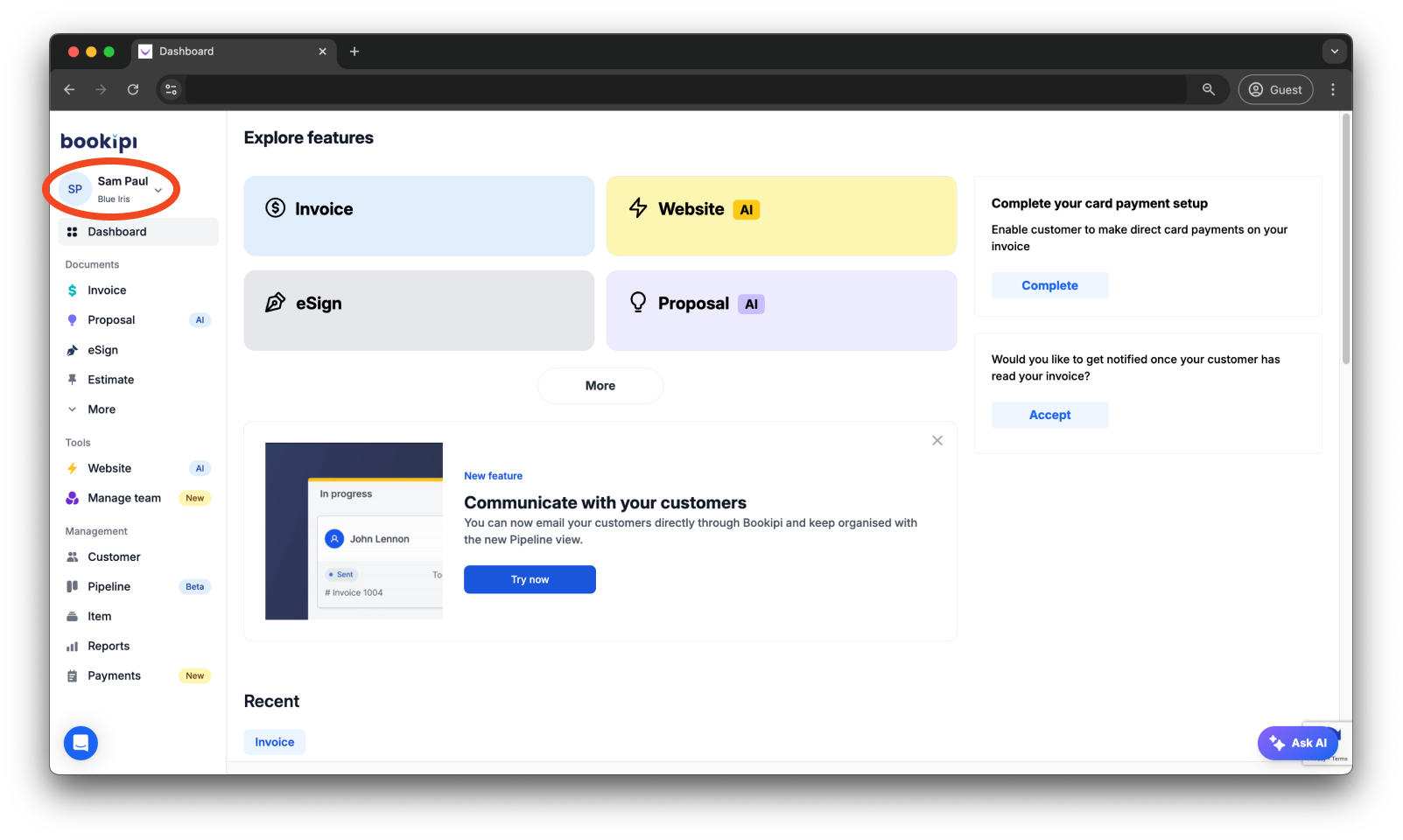 Bookipi Subscriptions - How to update your billing information for subscriptions - 1