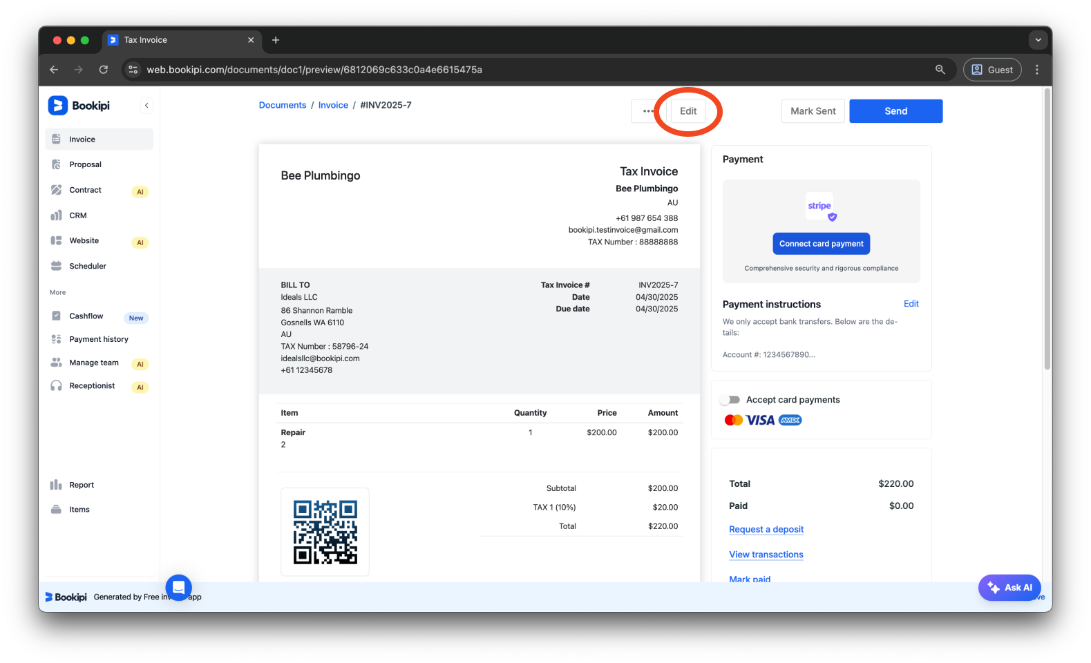Invoice Web V2 - How to edit an invoice on Web - 5