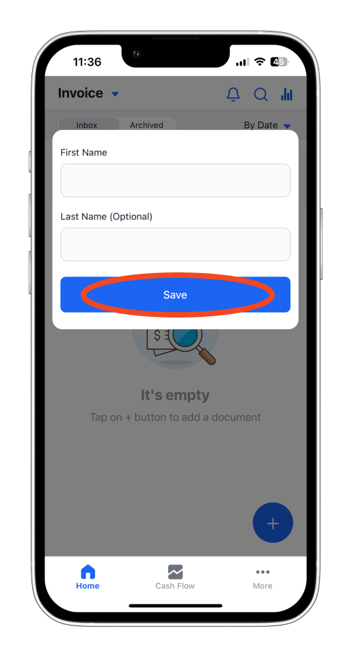 Invoice Mobile App - How to create an account - 4