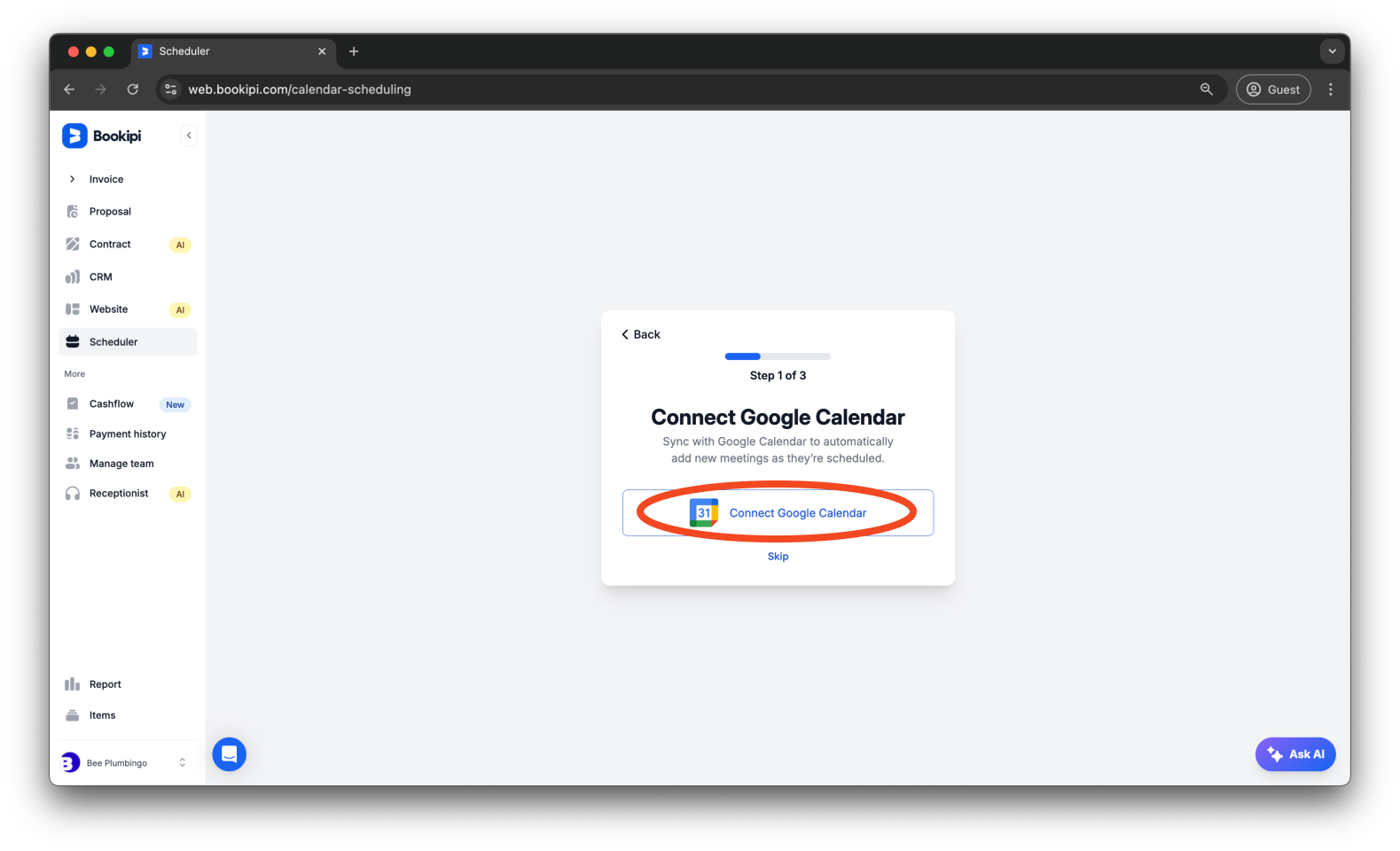 Invoice Web V2 - How to set up your calendar and add a meeting link to your event using Bookipi Scheduler - 3