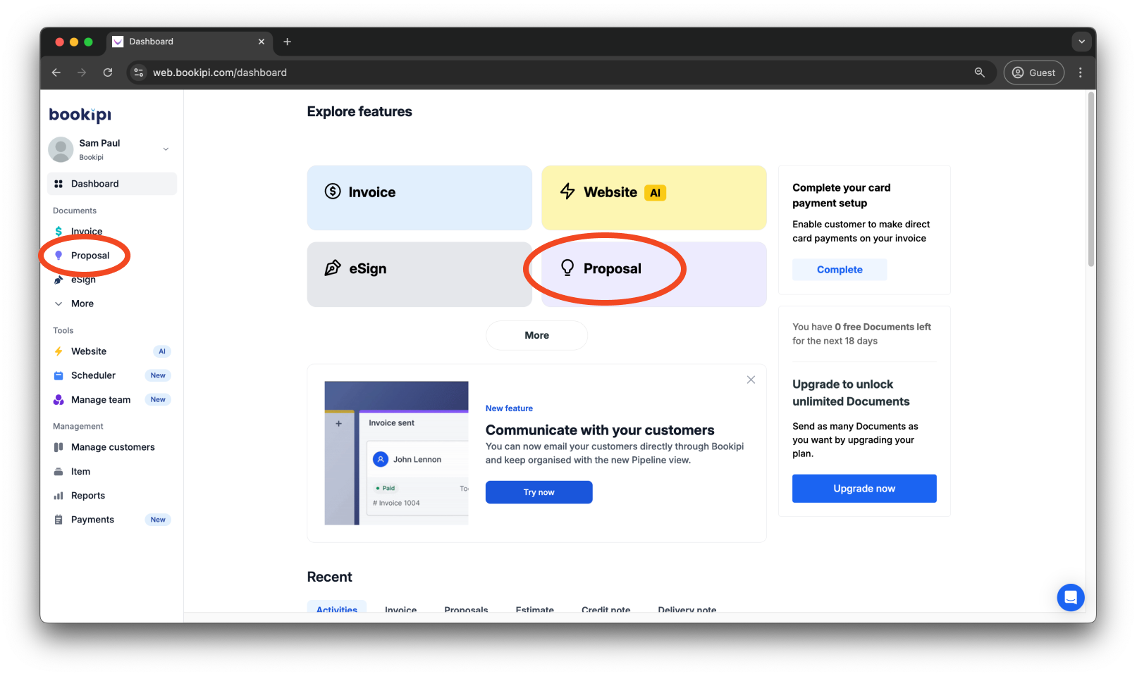 Bookipi Proposal Maker - How to send a proposal to multiple people - 1
