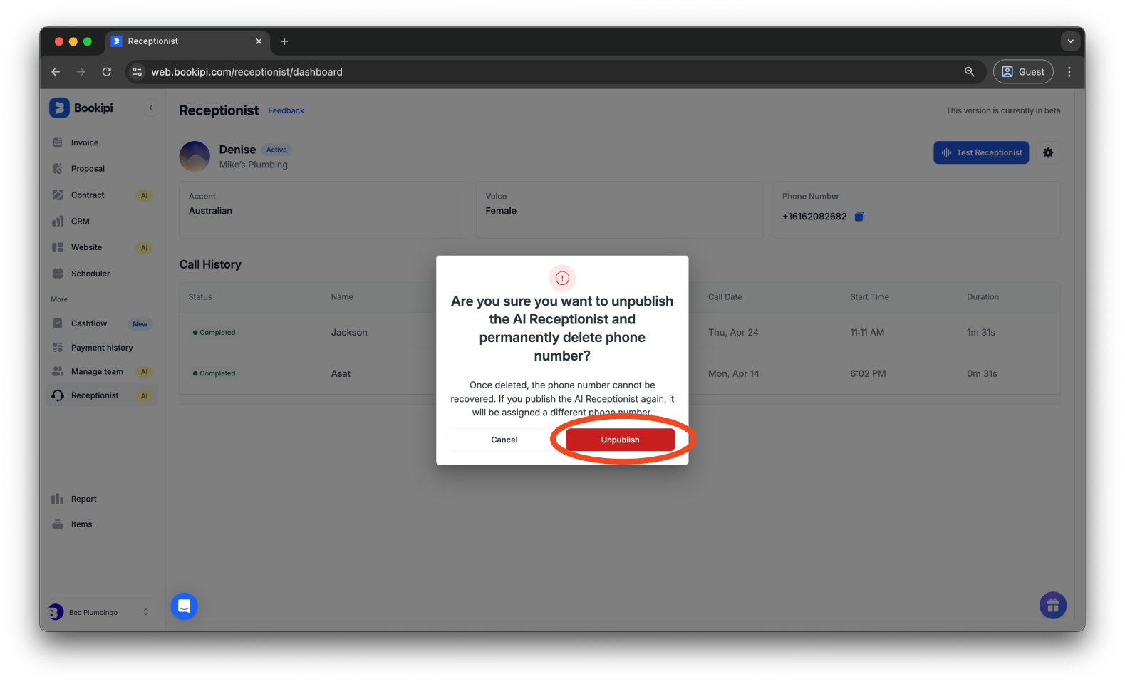 Uncategorized - How to disable your Bookipi AI Receptionist - 4