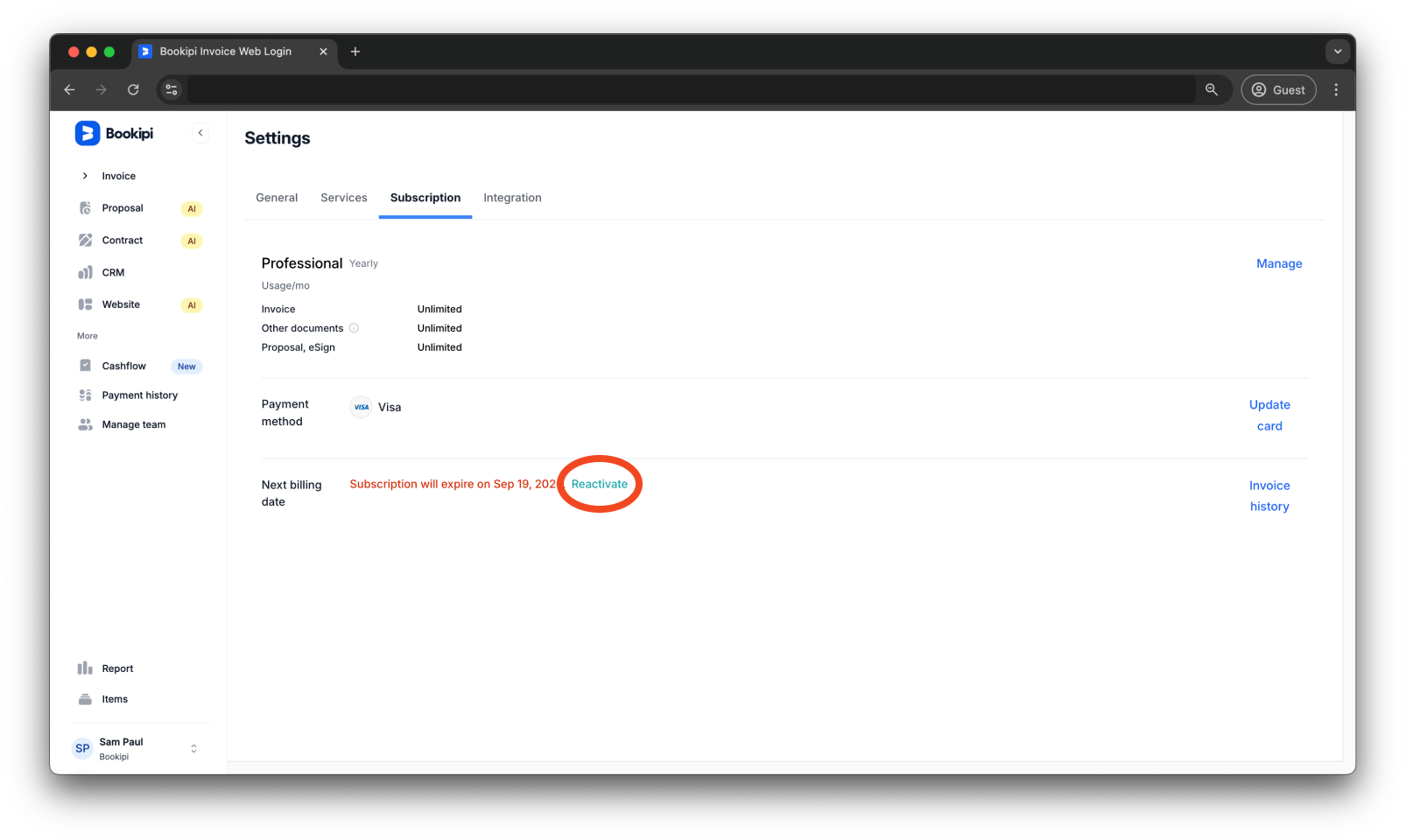 Bookipi Subscriptions - How to cancel a subscription - 9