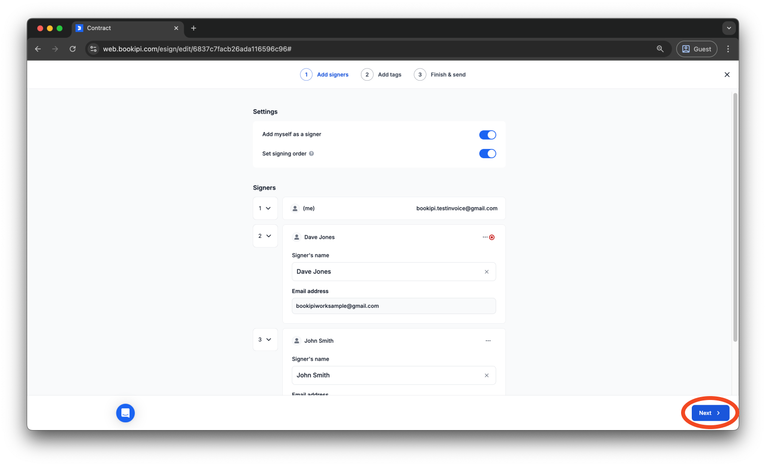 Uncategorized - How to set a signing order in your Bookipi eSign document - 7
