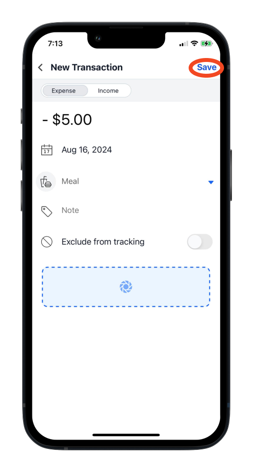 Invoice Mobile App - How to add an expense or income in cash flow - 7