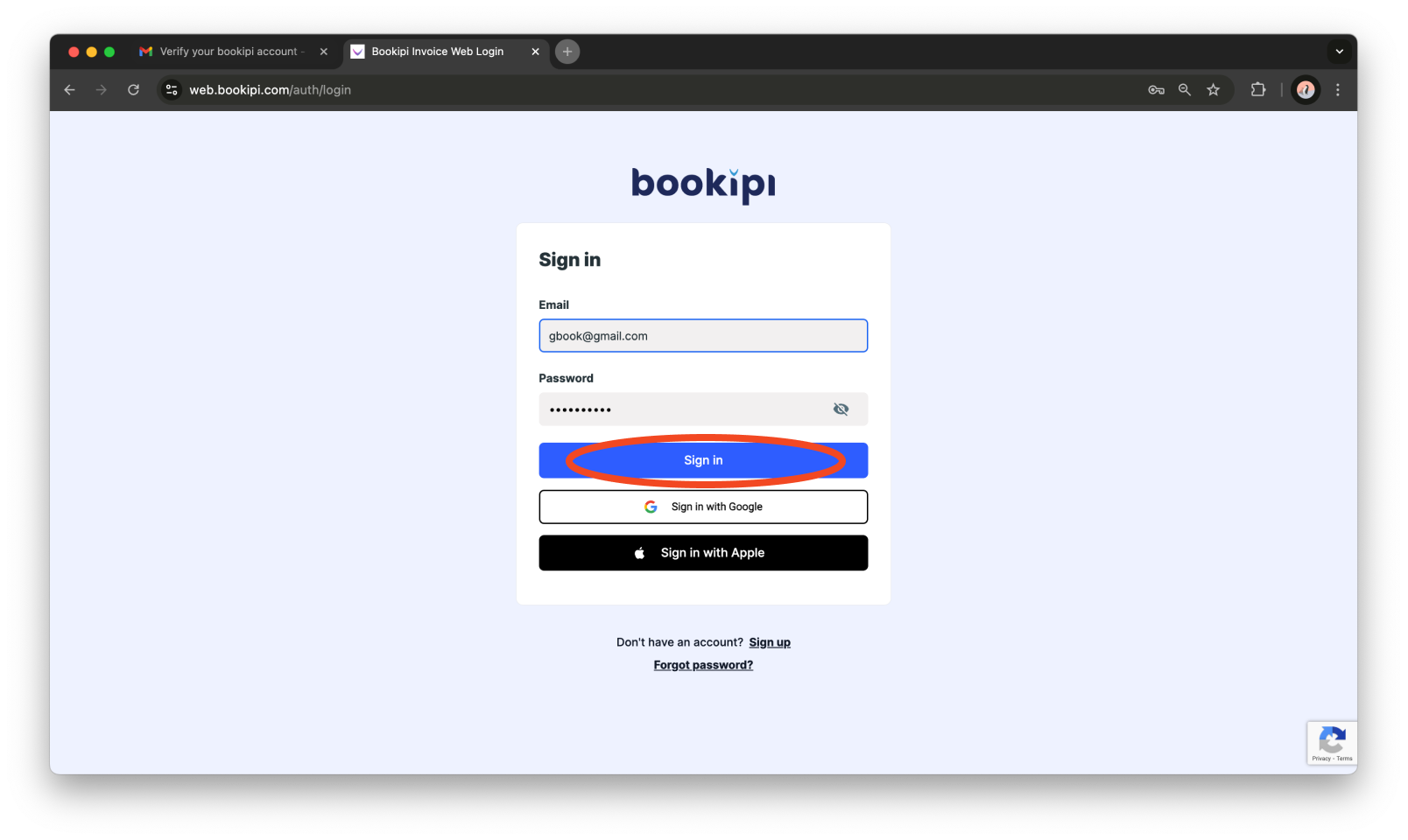 Invoice Web V2 - How to sign up to Bookipi Web v2 - 10