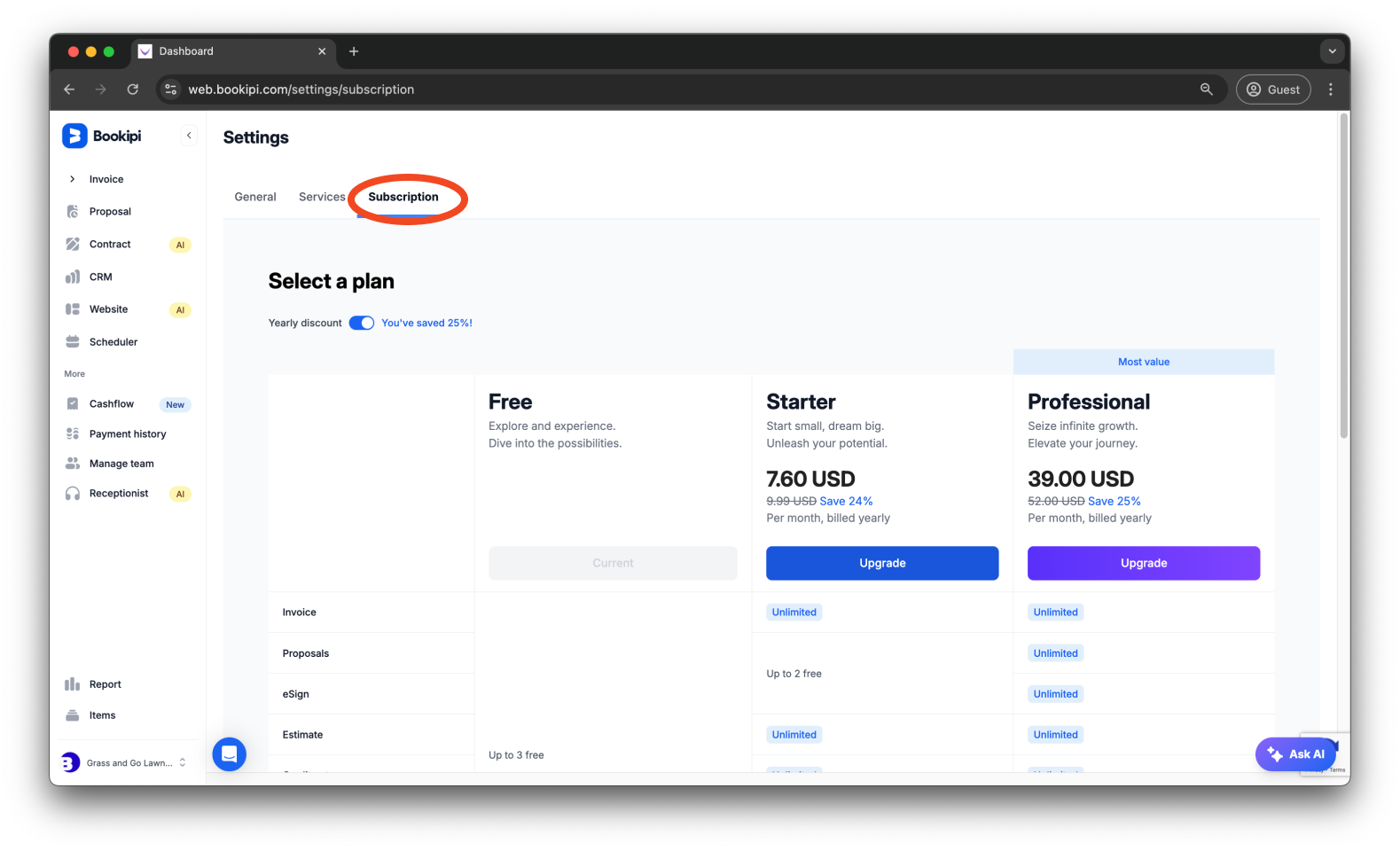 Bookipi Subscriptions - How to subscribe for multiple businesses - 5