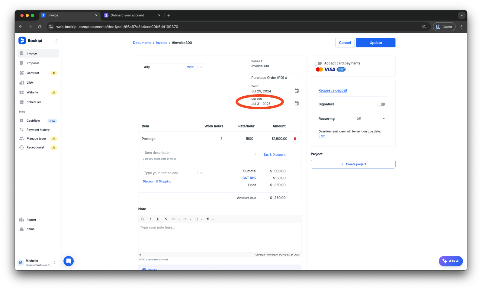 Invoice Web V2 - How to remove the due date on invoices on the Web App - 5