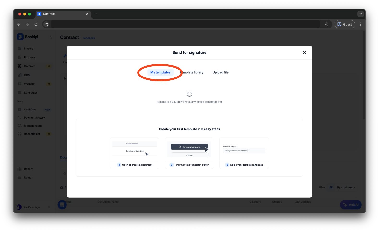 Bookipi eSign - How to create an eSign document from an existing template using Bookipi eSign - 9