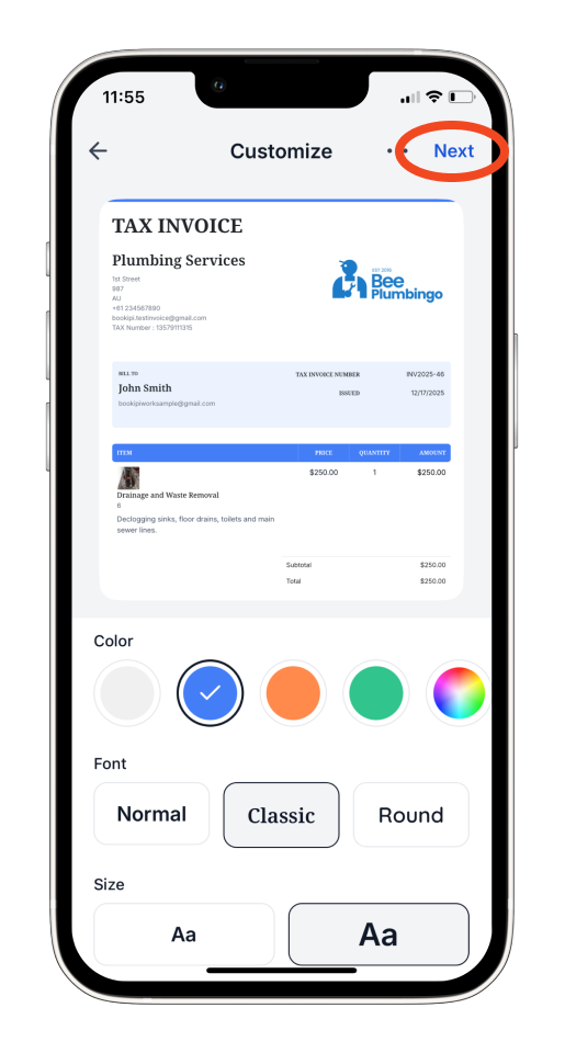 Uncategorized - How to customize your invoice and other documents in the mobile app - 6