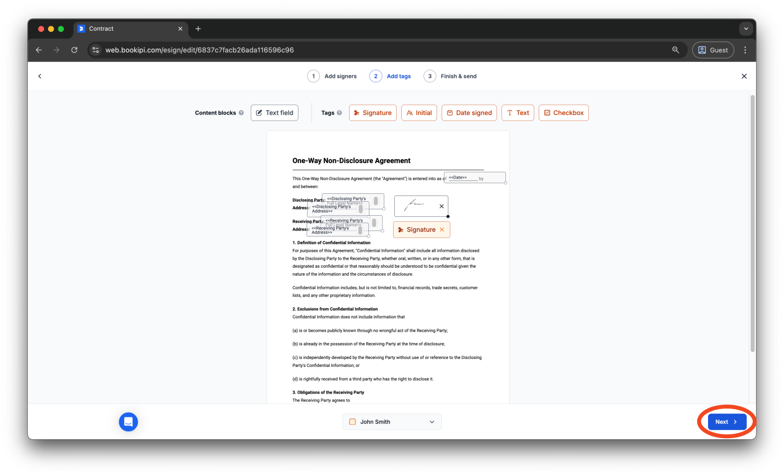 Uncategorized - How to add an access code to your Bookipi eSign document - 10