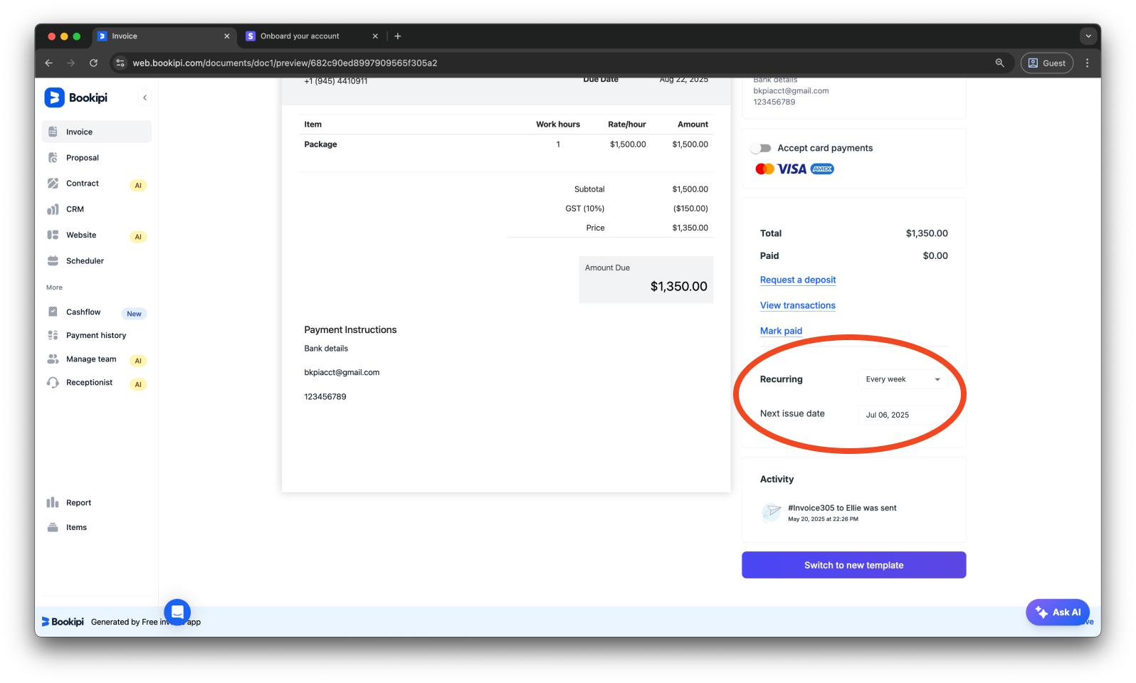 Invoice Web V2 - How to edit a recurring invoice - 5