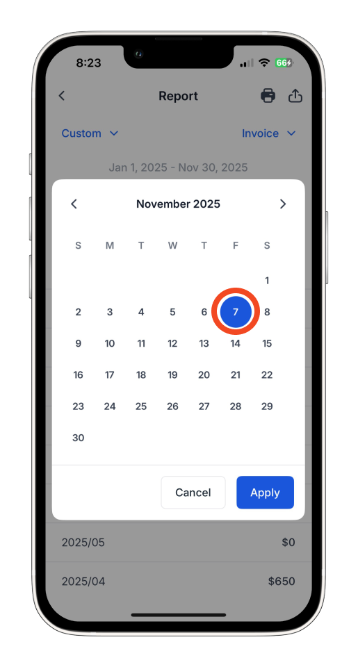 Invoice Mobile App - How to create a report - 16