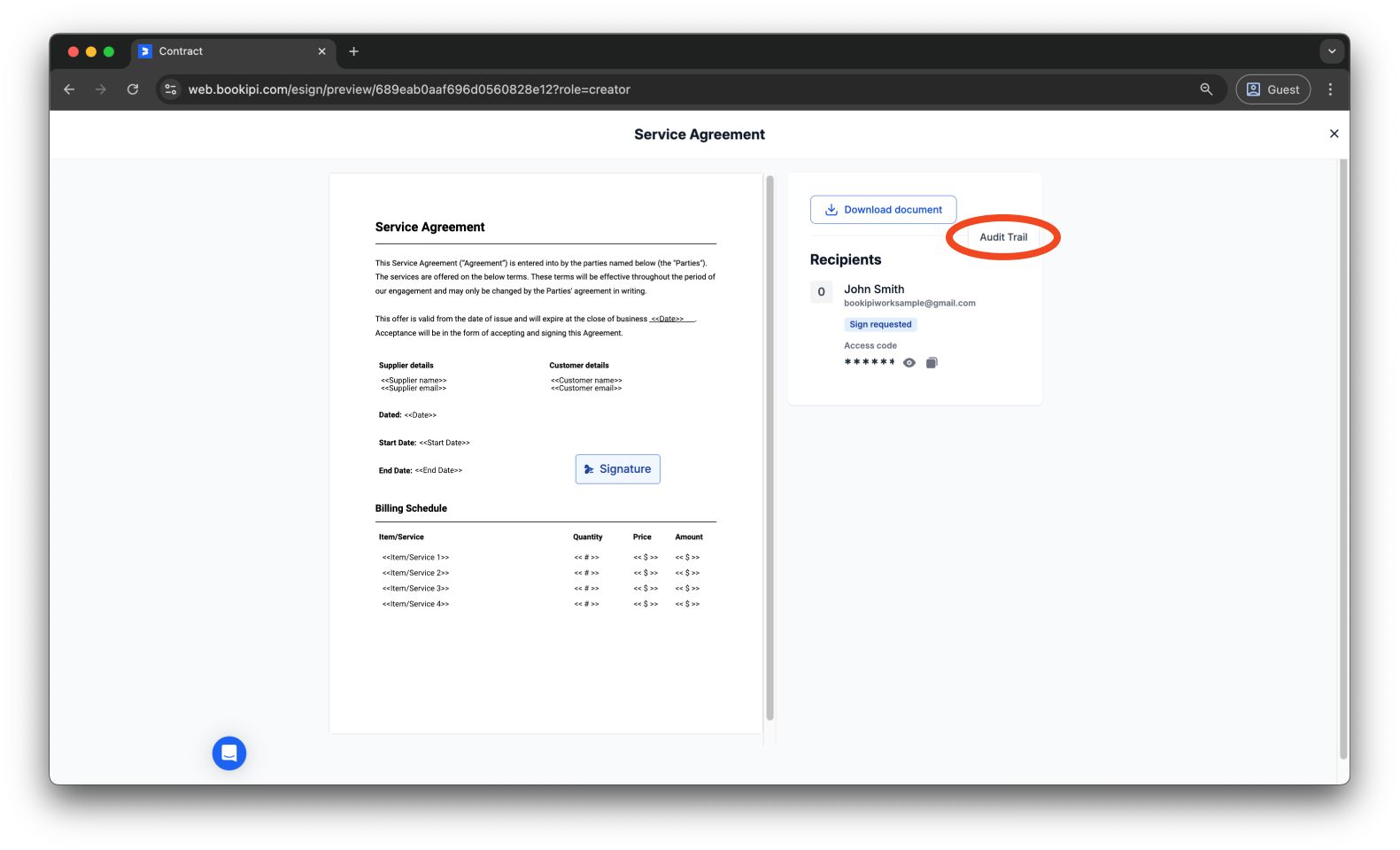 Uncategorized - How to use the audit trail in Bookipi eSign - 4