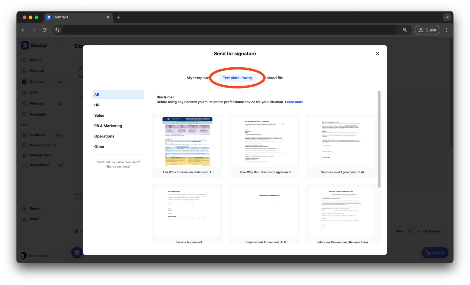 Bookipi eSign - How to create an eSign document from an existing template using Bookipi eSign - 5