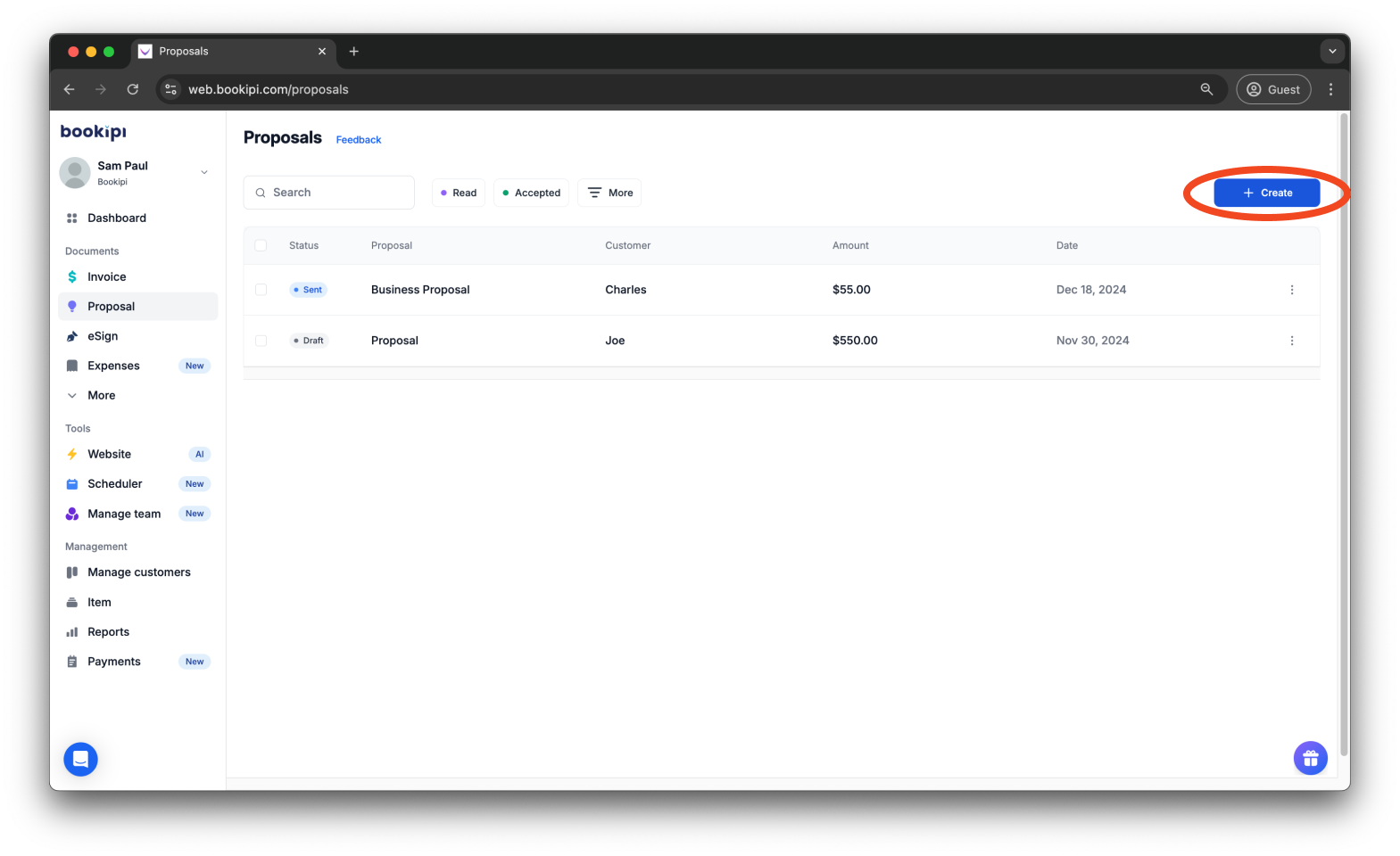Bookipi Proposal Maker - How to set the terms and conditions for proposals - 2