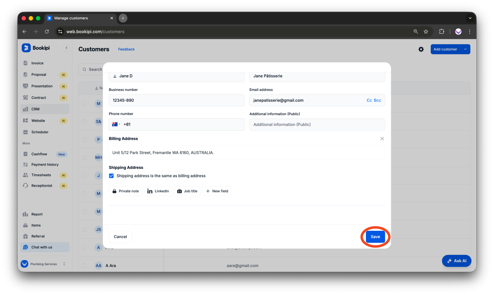 Invoice Web V2 - How to create, edit, copy and delete a customer - 7