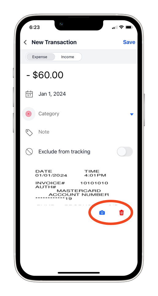 Invoice Mobile App - How to add a photo of a receipt - 6