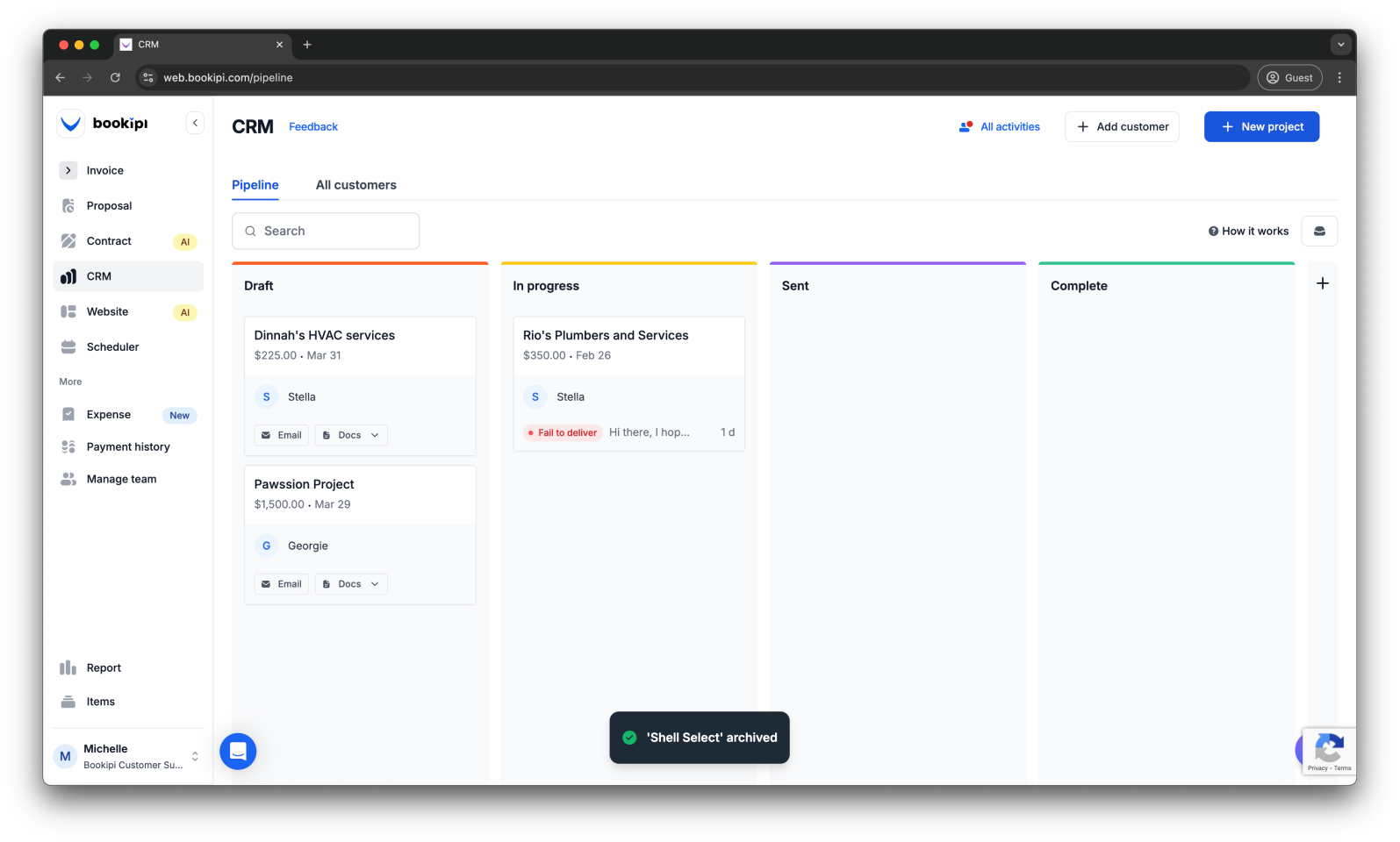 Uncategorized - How to archive or unarchive a project in Bookipi CRM - 5