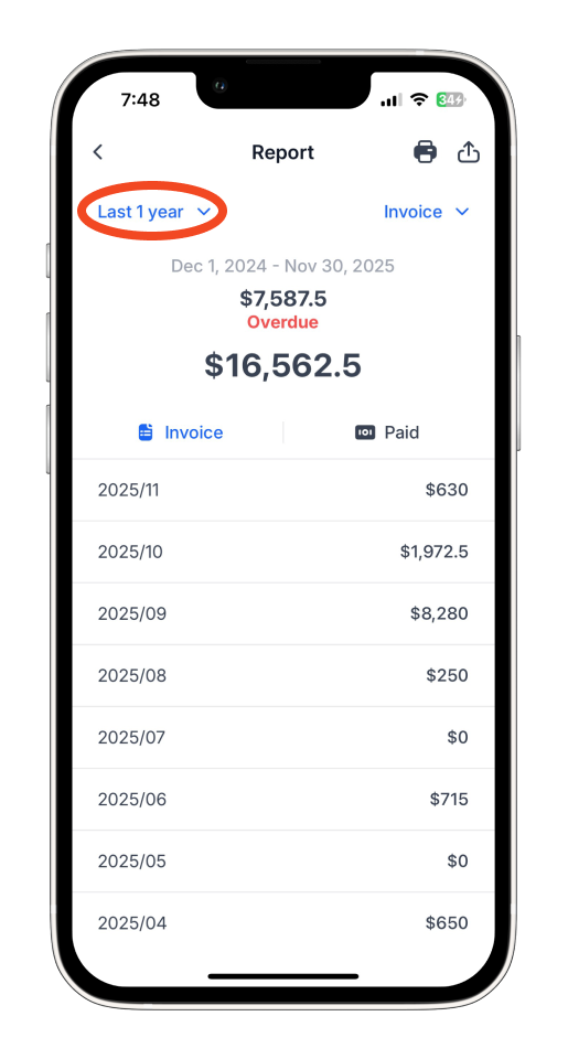 Invoice Mobile App - How to create a report - 11