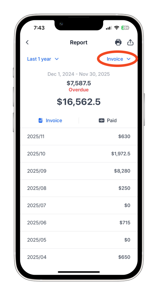 Invoice Mobile App - How to create a report - 9