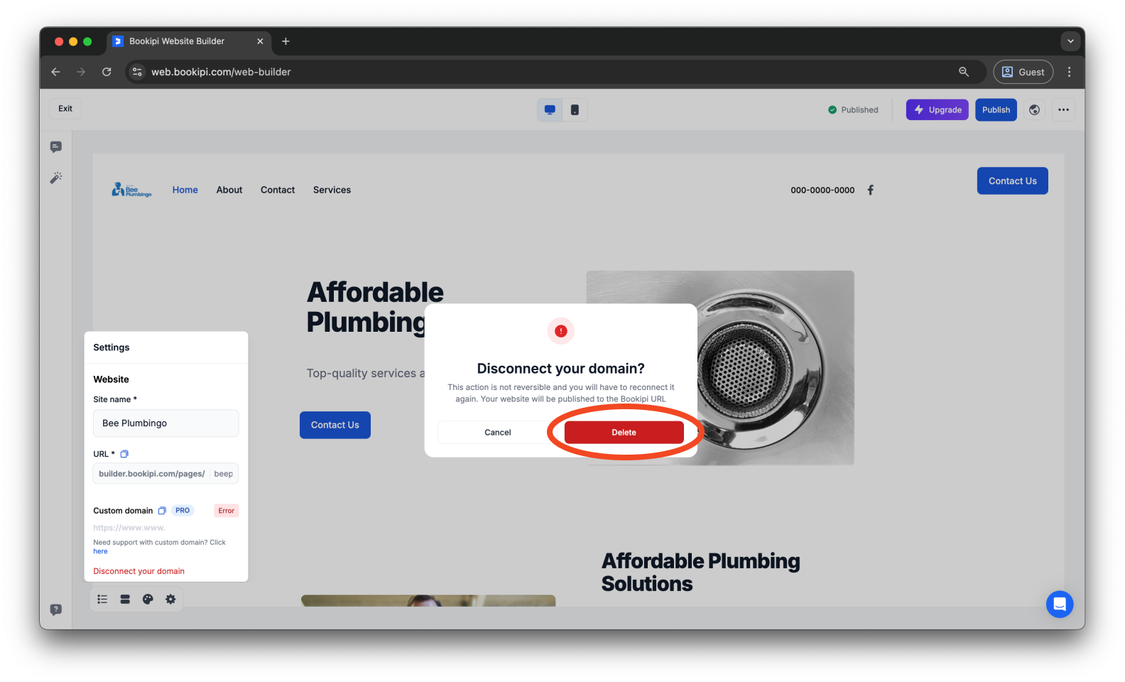 Uncategorized - How to disconnect your domain in Bookipi AI Website Builder - 5